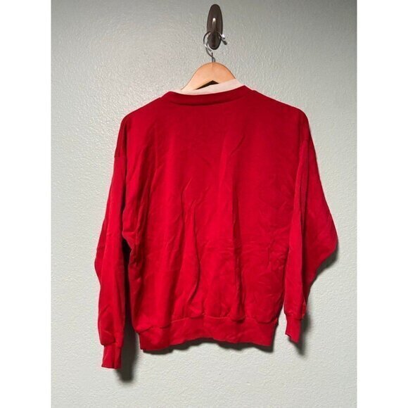 Vintage Knitted‎ Women's Red and Green Reindeer Sweater - Picture 2 of 6